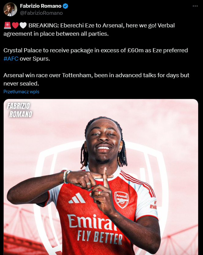 HERE WE GO! Arsenal bierze piłkarza za 60 MLN FUNTÓW!